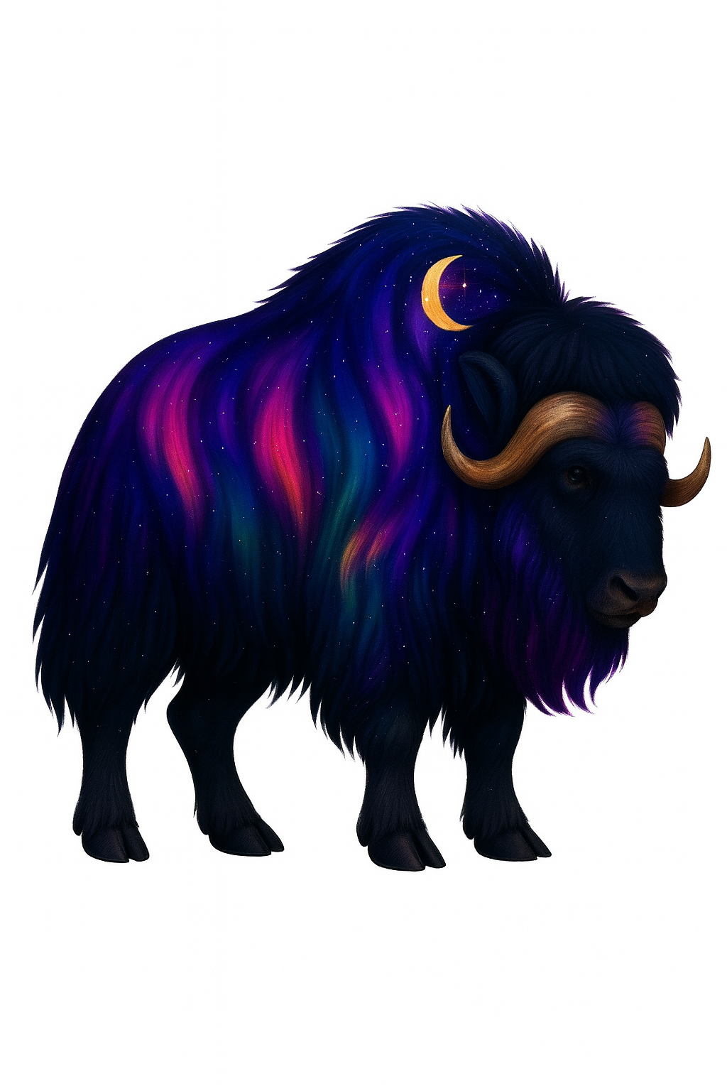 Aurora Muskox Sticker - rainbow Northern Lights - 3"
