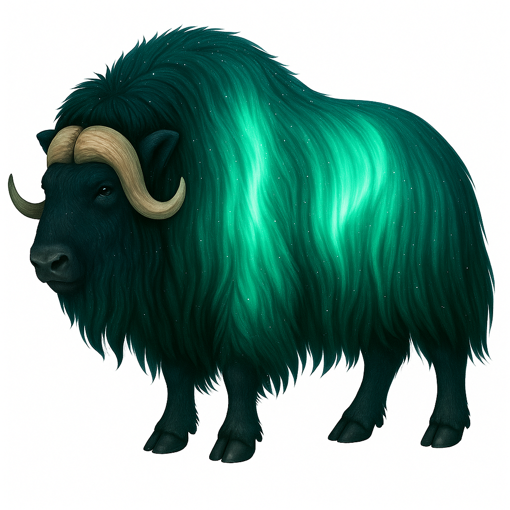 Aurora Muskox Sticker - teal Northern Lights - 3"